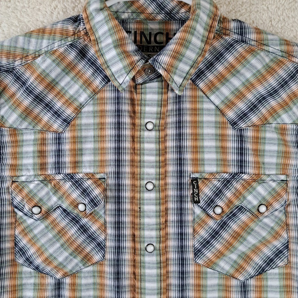 Cinch Modern Fit Shirt Long Sleeve Pearl Snap Striped Western Cowboy Size Small